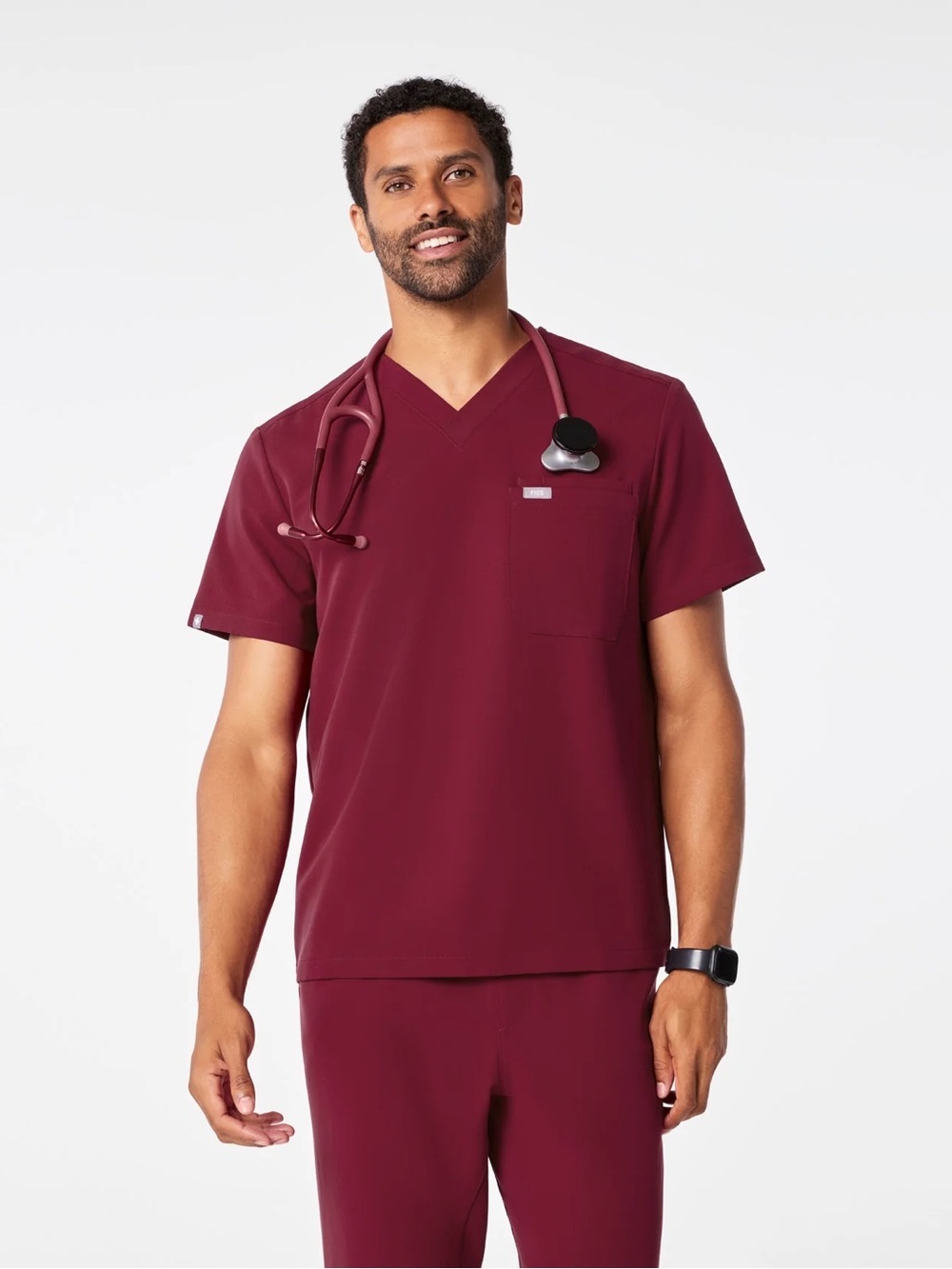 FIGS Men’s Leon Three-Pocket Scrub Top 2XL Burgundy NWT
